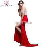 Grace Karin Women Sexy Backless V-Neck High-Split Shining Rhinestone Sequins Red Long Prom Dresses CL008914-1 thumbnail-1