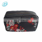Fashion Design Personality Makeup Pouch Custom Embroidery with Flowers and Birds PU Cosmetic Bag with Zipper