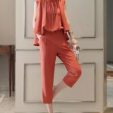 Stand Collar Daily Rust Gathered Jumpsuit