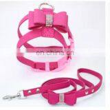 Diamond Embedded Butterfly Knot Adjustable Pet Collar Leather Leash Training Dog Pulling Rope Pet Neck Chain Pet Supplies thumbnail-2