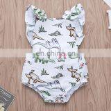 2019 Summer Newborn Baby Infant Jumpsuit Fly Sleeves Dinosaur Romper Cotton Baby Clothes Outfit thumbnail-1