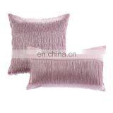 Solid Decorative Velvet Throw Pillow Cushion Cover With Long Fringe thumbnail-3