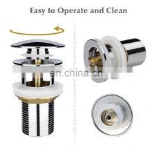 Chrome Round Bathroom Basin Sink Push Button Plug Slotted Pop Up Waste thumbnail-4
