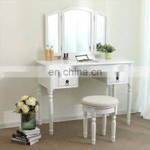 Bedroom Furniture Wooden Makeup Dresser Table With Mirror And Stool