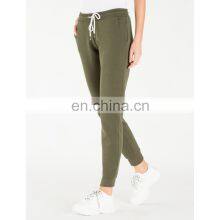 Olive Color Women's GYM Slim Fit Fleece Custom Jogger Sweatpants OEM Low Moq Skinny Pants With Your Own Brand Logo thumbnail-1