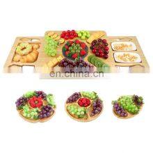 Bamboo Wood Extra Large Charcuterie Board Cheese Board Set With Hidden Drawer And Slate Stone thumbnail-1
