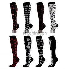 Novelty 20-30 Mmhg Skeleton Bats Women Men Stocking Pumpkin Alien ET Mummy Pattern Jacquard Spooky Halloween Compression Socks thumbnail-2
