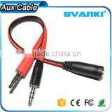 New Products 2016 2 in 1 Stereo 3.5mm 2 Male to 1 Female Car Audio Aux Stereo Cable Free Samples Supplier's Choice thumbnail-1