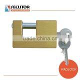 Rectangular Heavy Duty Brass Padlock and Key thumbnail-1