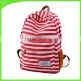 Fashion Simple Strip for Canvas Backpack Navy Blue Shoulder Bag