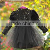 high quality 2015 children vintage style lace dress black and white princess skirt long sleeve princess dress100-140cm