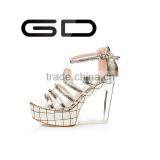 Unique Women Roman Square Photo Stud PU Upper Sandal Wedge