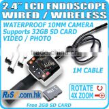2.4" LCD Video DVR USB Zoom Rotate Inspection Camera Borescope Endoscope