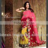 Red Viscose Party Wear Saree thumbnail-1
