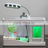 Mini USB LCD Desktop Lamp Light Acrylic Aquarium Fish Tank LED Clock White