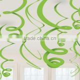 Kiwi Green Plastic Hanging Swirl Decorations For Christmas Party