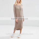 Ladies Designer Office Dresses Long Sleeve Knitted Wear Scoop Neck Midi Work Dress Quality Choice thumbnail-2
