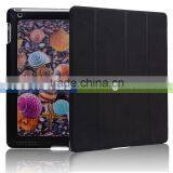 Stand PU Flap With 3d pc Hard Case for IPad 2 With 3D Ocean Creatures Stereograph Lagging for Wholesale