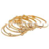 Hot Sale Fashion Gold Colors Shiny Alloy Stripe Opened Cuff Graceful Bangles thumbnail-6