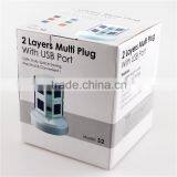 ME-S2 2 Layer CE Approved 220V Mult Vertical Desktop Tower Plug Socket With 2 Usb Port and 1 Meter Power Line for Home/office thumbnail-5