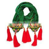China Embroidery Silke Shawls Ladiese Scarves Chiffon Hijob Fashion With Tassel thumbnail-3