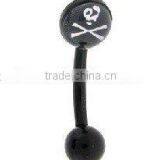 316L Black Plated Skull Jewelry Body Piercing Navel Rings