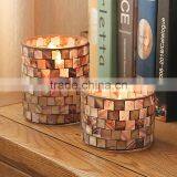 Mosaic Glass Candle Holder Coffee Color Shell Votive Candle Holder thumbnail-2