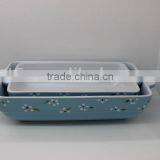 Hand Painting Flower Design Ceramic Blue Bakeware thumbnail-1