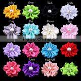 Satin Ribbon Flower With Pearl Bead Center for Kids Hair Accessories thumbnail-5