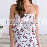 Floral Print Ruffle Playsuit Lady Free Feel Summer Beach Romper thumbnail-1