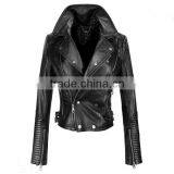 Factory New Fashion Black Motorcycle Leather Jacket thumbnail-5
