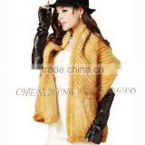 CX-B-M-46D Best Selling Wholesale Knit Mink Fur Lady's Latest Design Shawl thumbnail-3