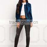 MGOO Foshan Manufacturer Custom Velvet Cotton Women Jackets Long Sleeves Zipper Up Jackets And Plain Coat thumbnail-3