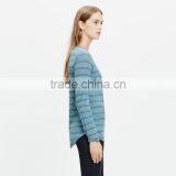 Women Slub Long Sleeve Crewneck Tshirts in Denmark Stripe thumbnail-3