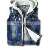 Zm50388b Autumn New Style Children Clothes Kids Boys Hooded Jeans Waistcoat thumbnail-1