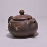 Antique Short Mouth Bamboo Hand Painted Pottery Ceramic Tea Pot thumbnail-4