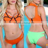 Neoprene Suit Bikinis Woman Swimwear Color Block Swimsuit 2017
