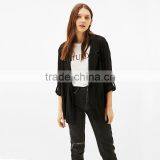 Career Ladies Medium Length Loose Fit Solid Linen Spring Blazers Womens thumbnail-3