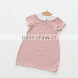 Short Sleeve Pure Color Sweet Style Baby Girl Casual Dress thumbnail-3