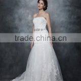 Mermaid Straight Neck With Beaded And Ribbon Sash Wedding Dress AS28602 thumbnail-4