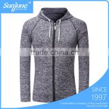 Wholesale unisex plain sports cationic fabric zipper hooded warm jacket