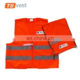 High quality red 100% polyester safety vest with packing pouch