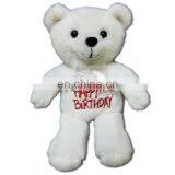 New Happy Birthday White Teddy Bear Plush Toy With Embroider LOGO Wholesale Custom Cute Soft Stuffed Teddy Bear