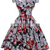 Belle Poque Stock Cap Sleeve V-Neck 17 Patterns Cotton Vintage Retro 50s Dress BP000001-4 thumbnail-5