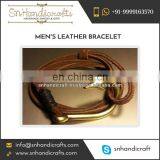 Whale Tail Design Fine Quality Men's Leather Bracelet thumbnail-1