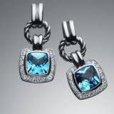 Sterling Silver Jewelry Blue Topaz Renaissance Earrings(E-030)