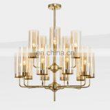 Новый дизайн золотых латунных люстр, стеклянных подвесных светильников для комнаты thumbnail-2
