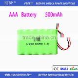 High Quality NiMH 500mah 7.2v 4/5AAA Rechargeable Batteries thumbnail-1