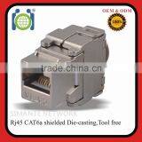 RJ45 CAT6A Tooless Shielded Keystone Jack