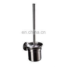 Bathroom Black 304 Stainless Steel Toilet Cleaning Brush With Holders Set Stand 2 Optional Silicone Brush Head thumbnail-1